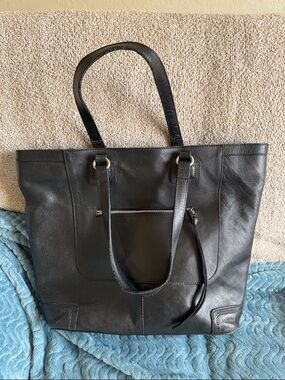 H&M Black Leather Zip-Front Tote